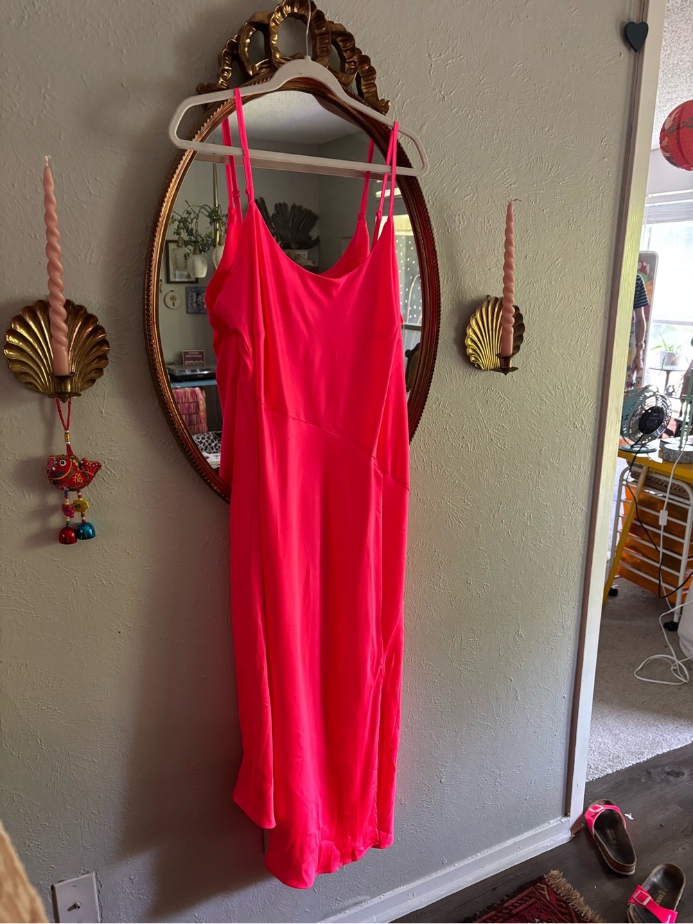 Target Bright Pink Slip Dress with Spaghetti Straps